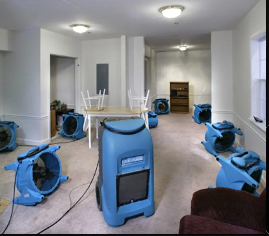 Air movers and dehumidifier setup for Water Damage Restoration in Los Alamos